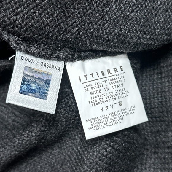 Vintage 90s Dolce & Gabbana D&G Sport Wool Dark Gray Sweater Mens Medium - Picture 5 of 7